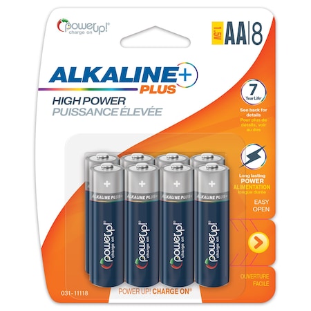 Power Up! Batteries Alkaline Plus AA, PK 8 031-11118